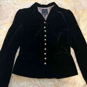 The Limited Black Velvet Blazer Jacket classy gold and crystal buttons Size 4
